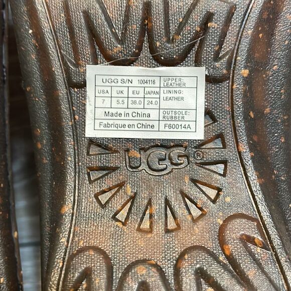 Ugg Niya Slip On Strap Black Leather Thong Women’s Size 7 Flip Flop Sandal NWOT - Picture 8 of 12